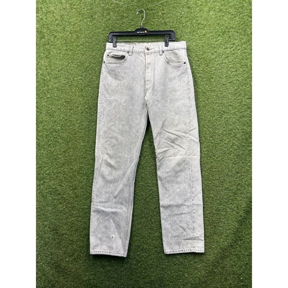 Levis 501 Jeans Mens 36x36 Gray Straight Leg Button Fly Light Wash Denim Work